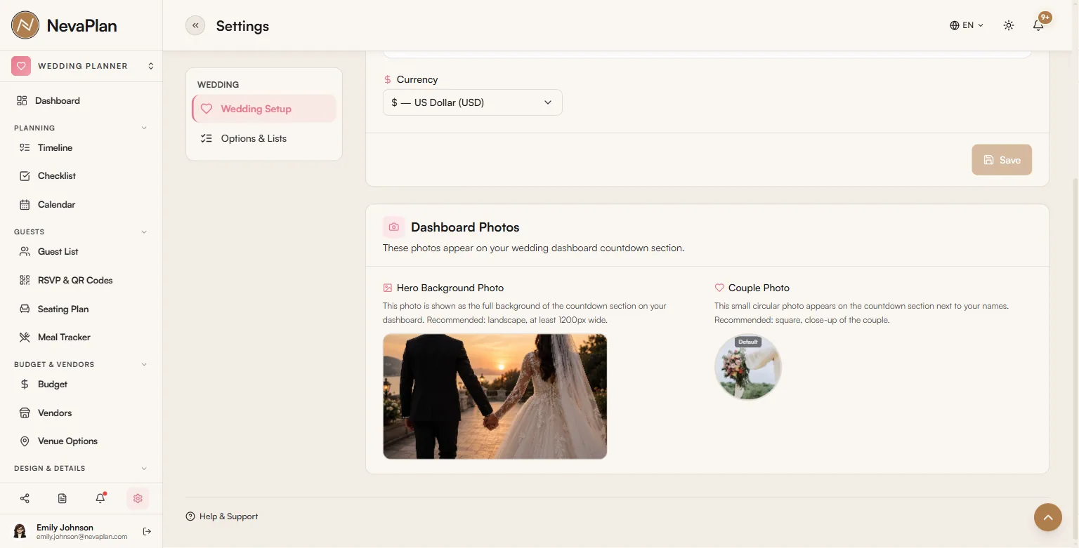 Dashboard Photos section