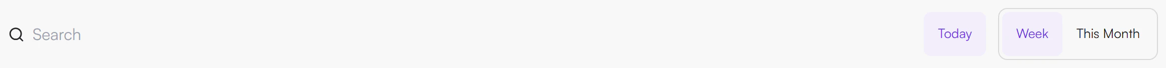 Tracker filter row with a search field, a Today button and the Week and This Month buttons