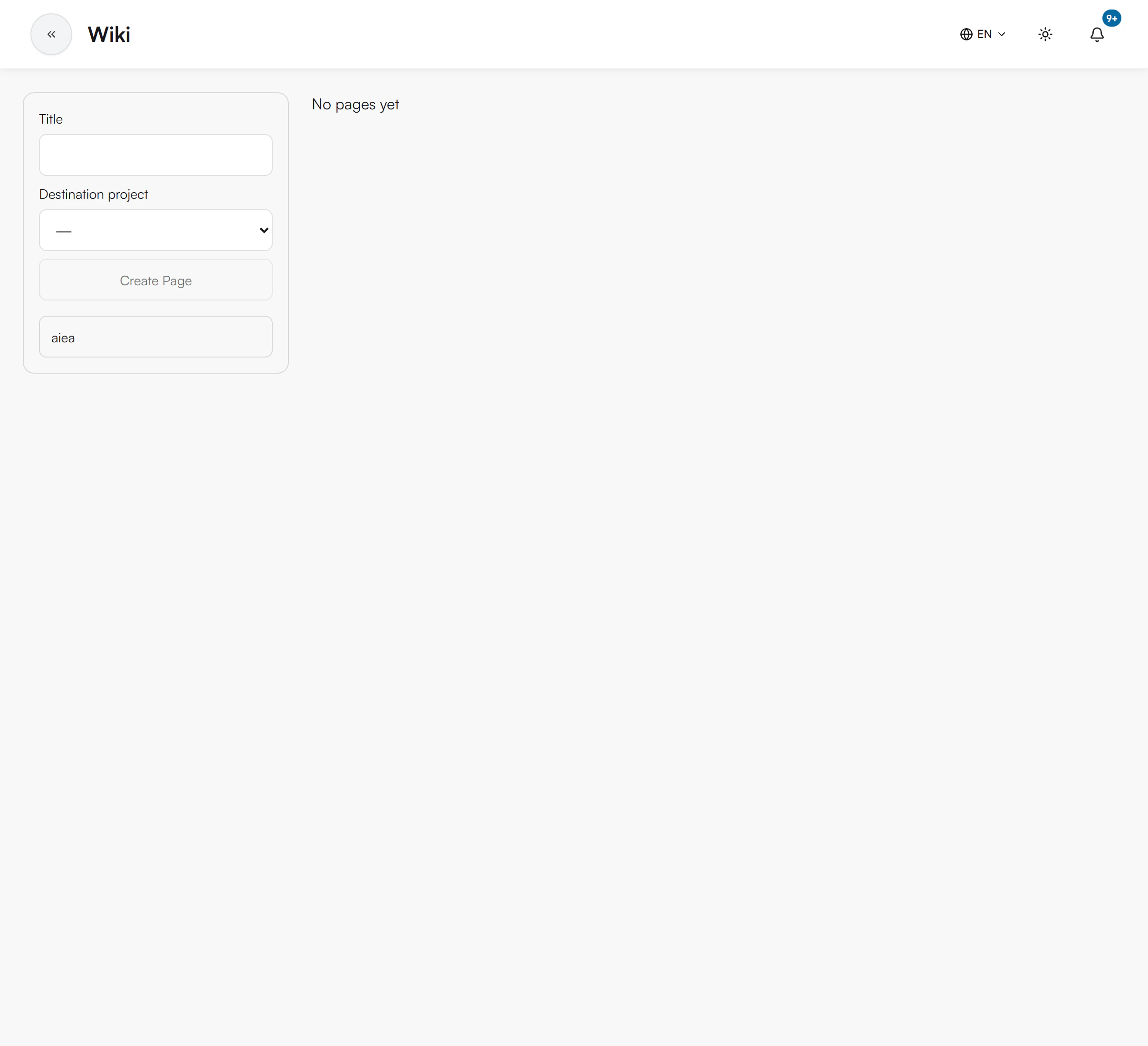 Wiki page with page tree and editor