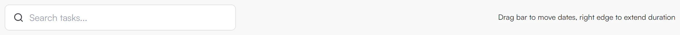 Search tasks box above the chart with the hint Drag bar to move dates, right edge to extend duration