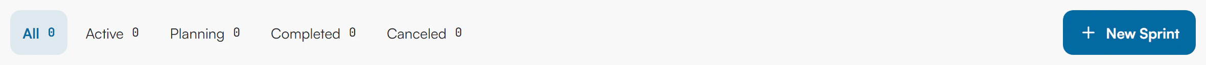 Sprint Planning toolbar with All, Active, Planning, Completed and Canceled filters and a New Sprint button