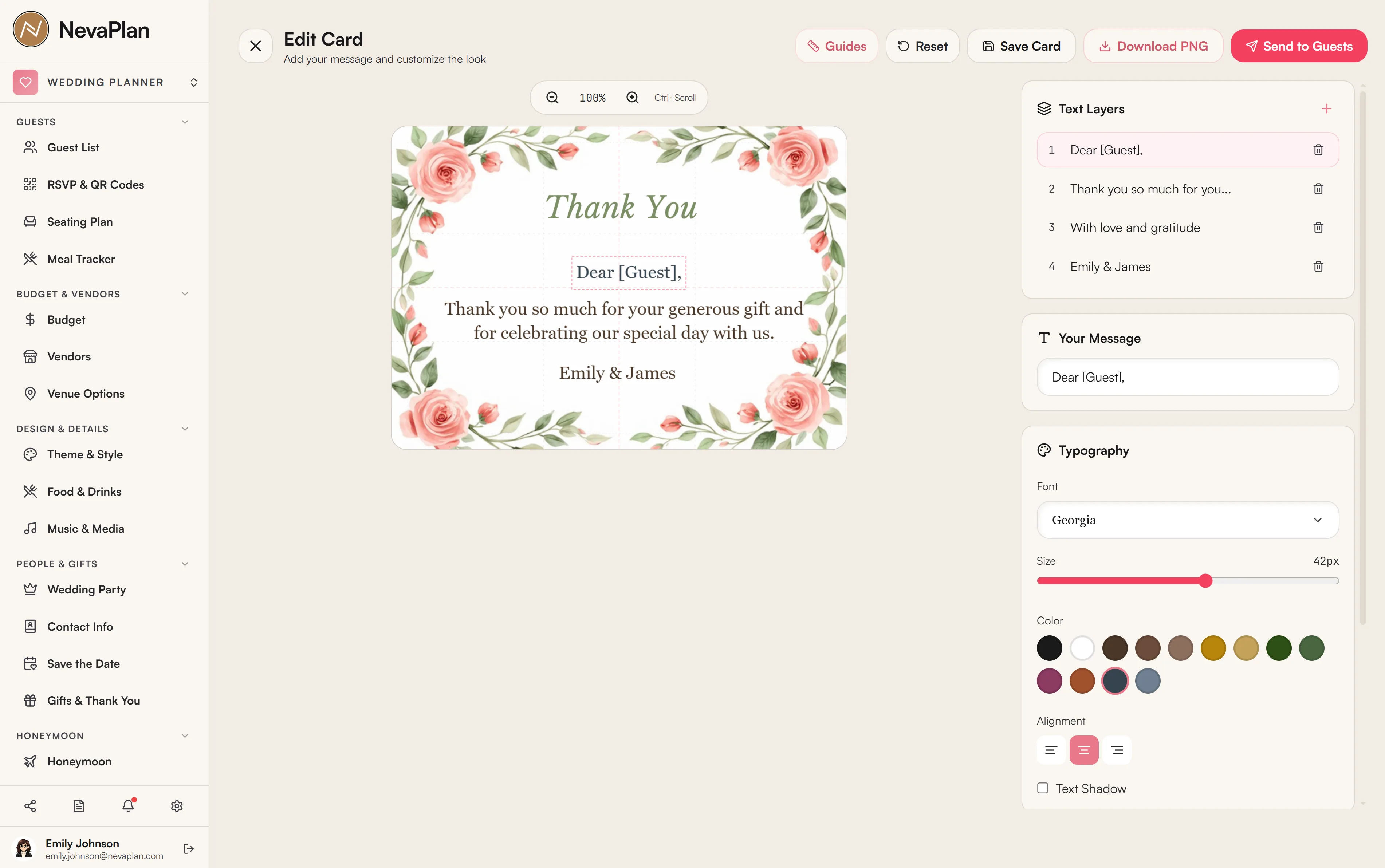 Thank-you card editor