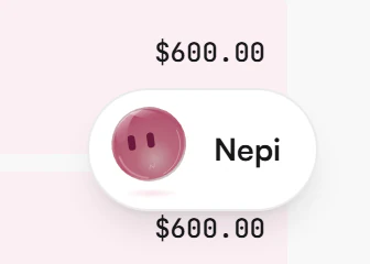 Close-up of the Nepi launcher: a round pill button with a small face icon and the word Nepi